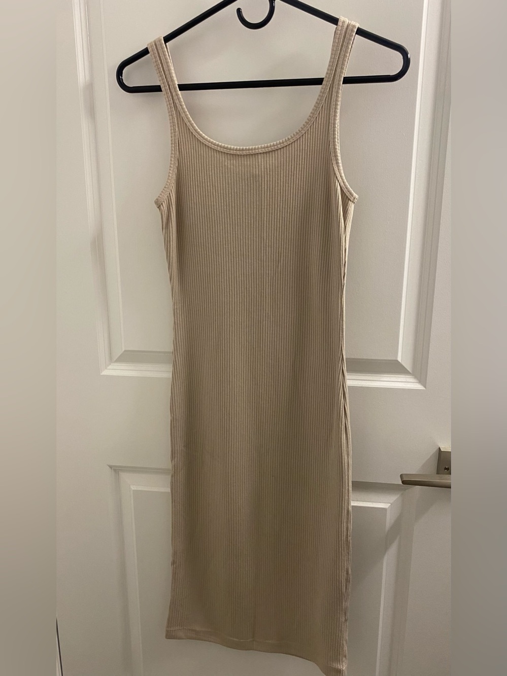 Dynamite Beige Ribbed Midi Tank Dress